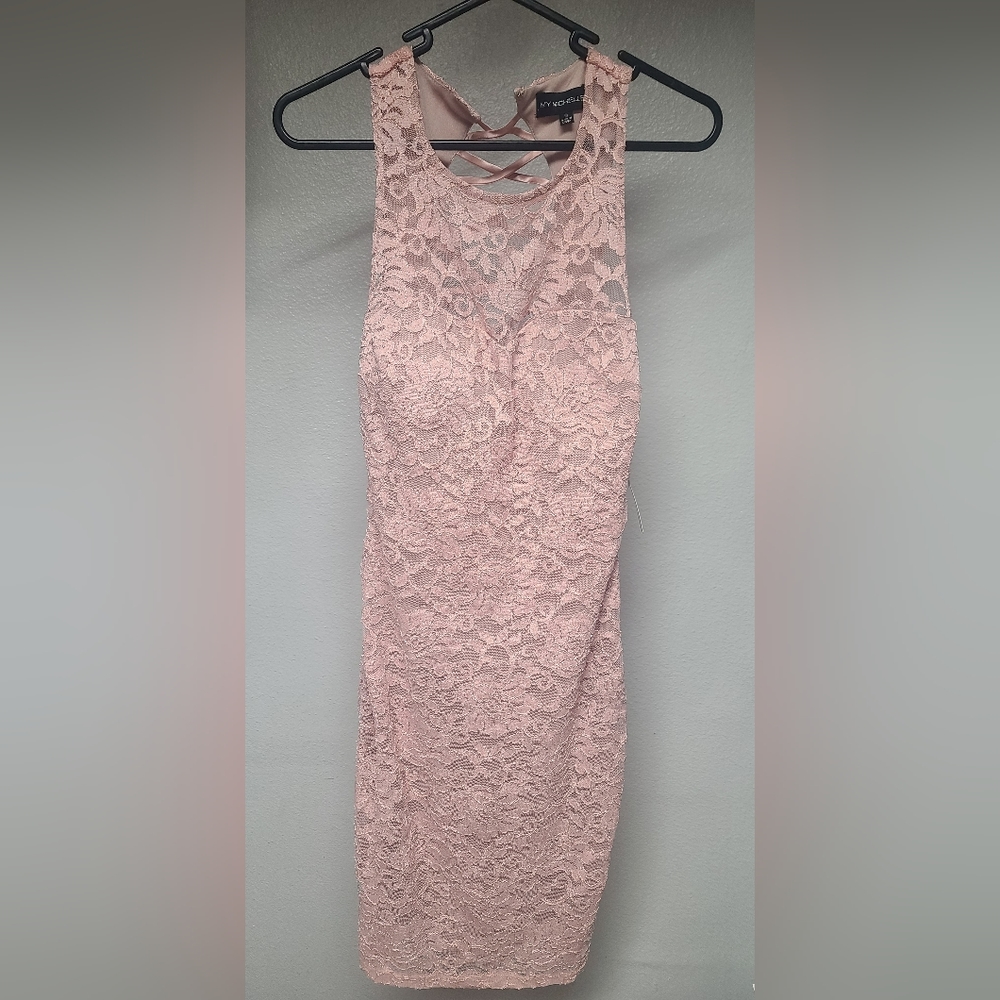 Mesh high collar dress